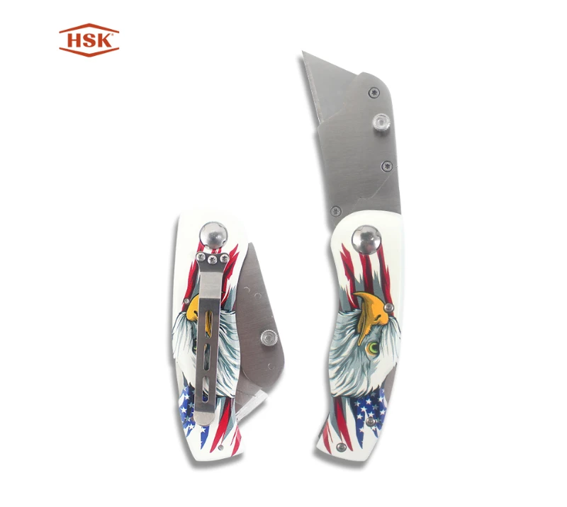 Складной нож FK104 American Flag Eagle, сверхпрочный нож для резки коробок EDC со сменным лезвием