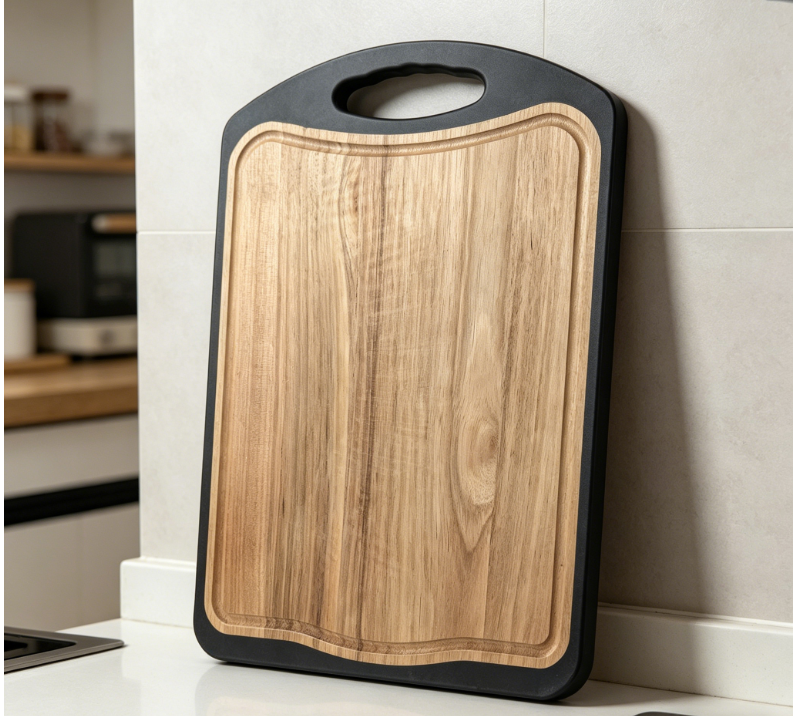 JH3329 rubber-plastic composite along with acacia wood+430 steel Cutting Board/Chopping Board